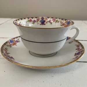 VTG LIMOGES FRANCE TEACUP AND SAUCER IN PATTERN GRR20
